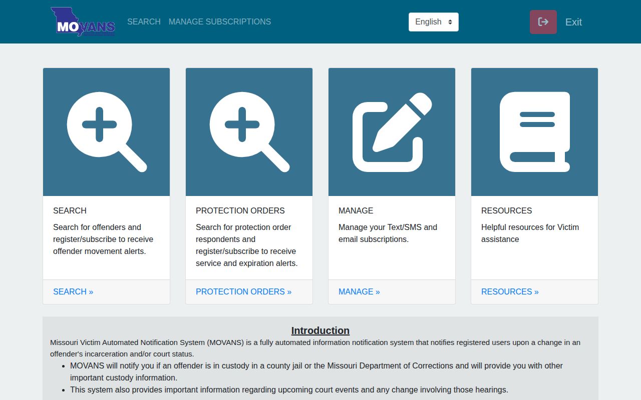 Current Missouri MOVANS public search and registration portal